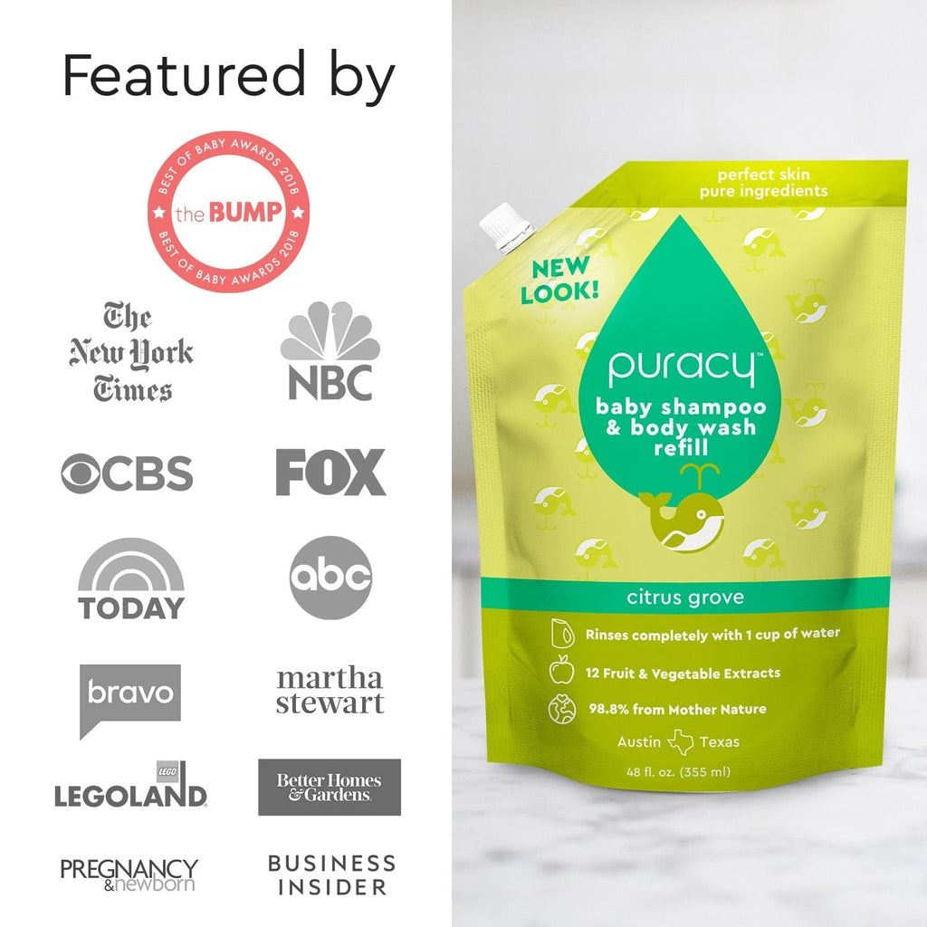 Baby Shampoo & Body Wash refill, Citrus Grove scent pouch