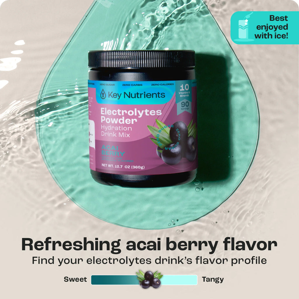 Electrolytes Powder hydration drink mix, acai berry flavor in jar