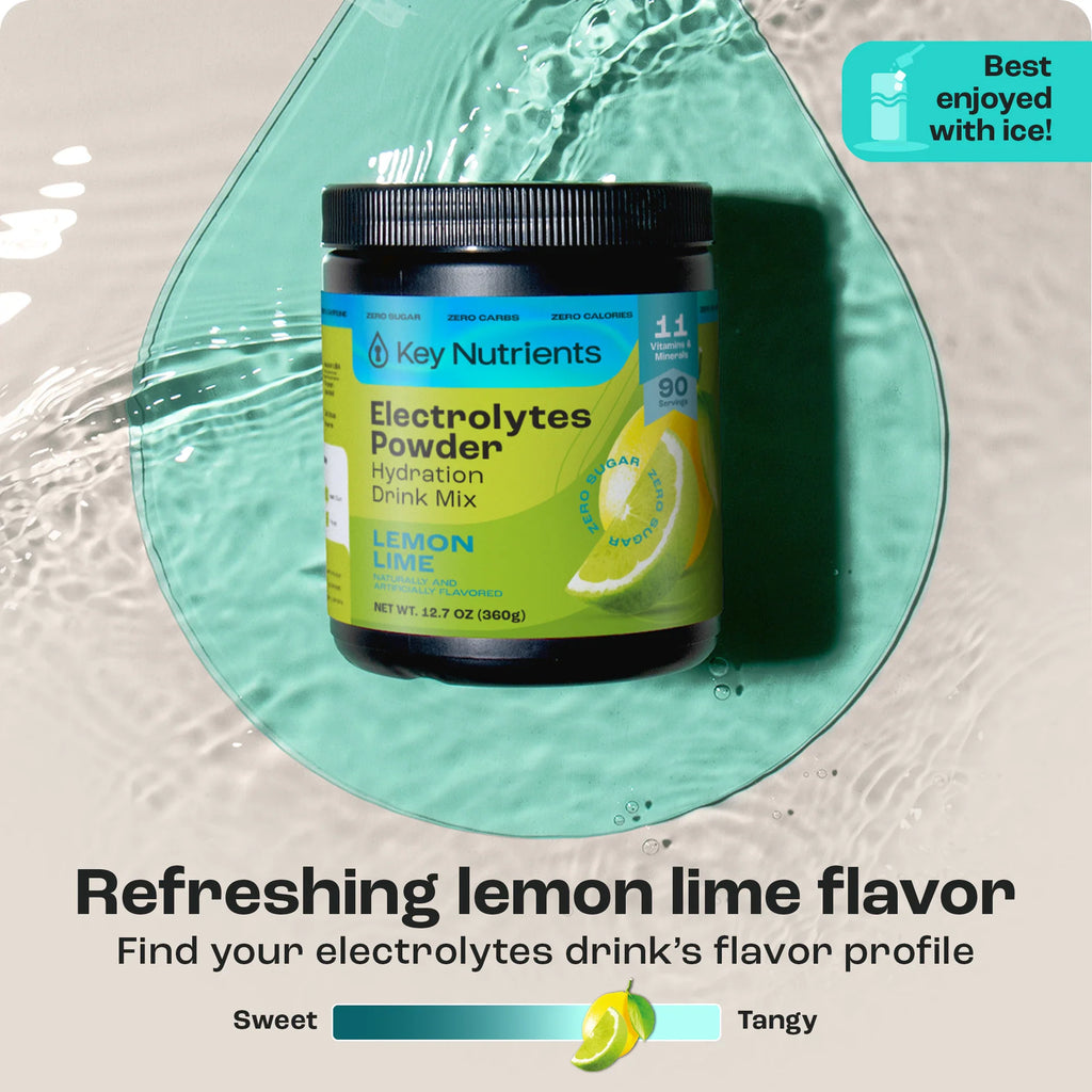 Electrolytes Powder hydration drink mix, lemonade lime flavor in jar