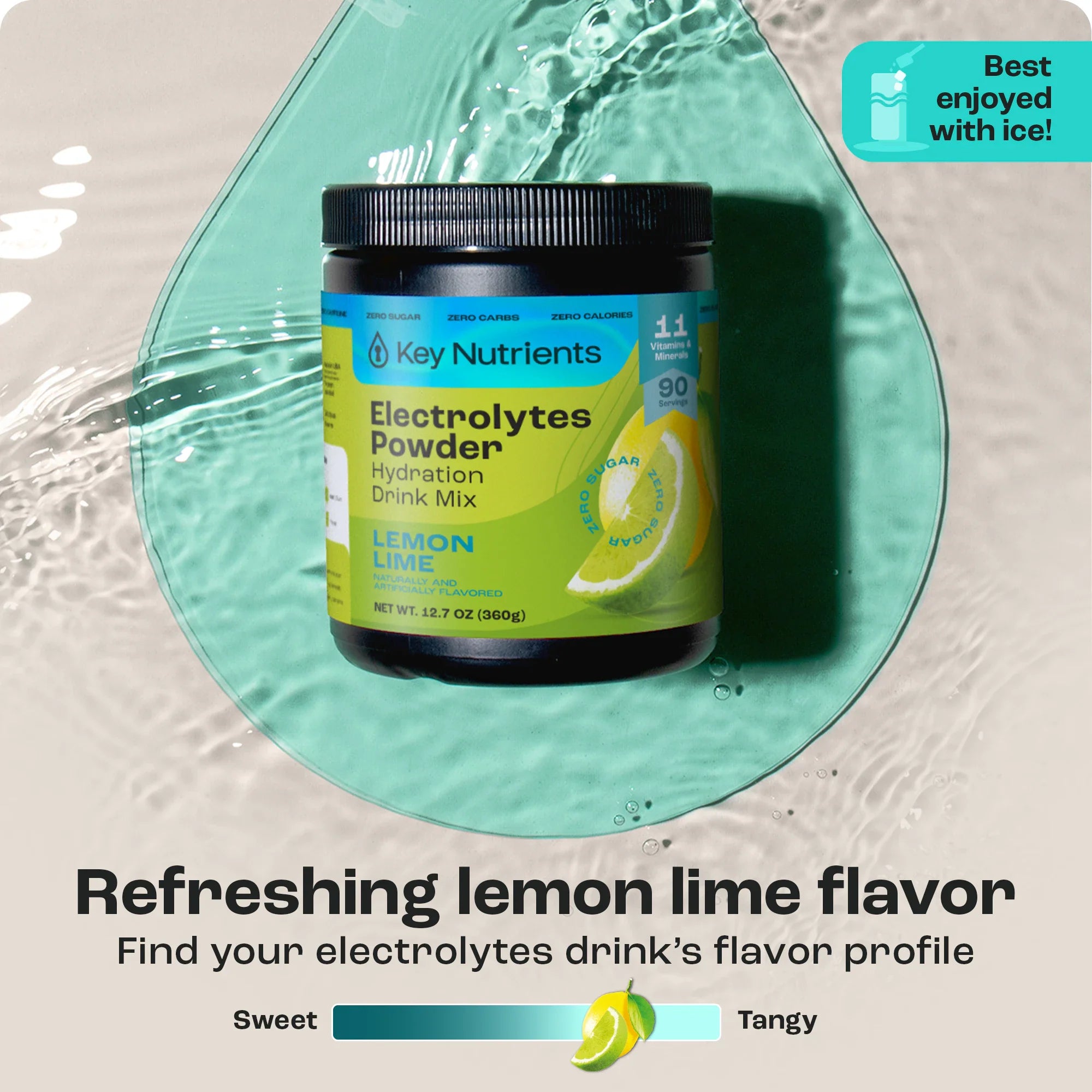 Electrolytes Powder hydration drink mix, lemonade lime flavor in jar