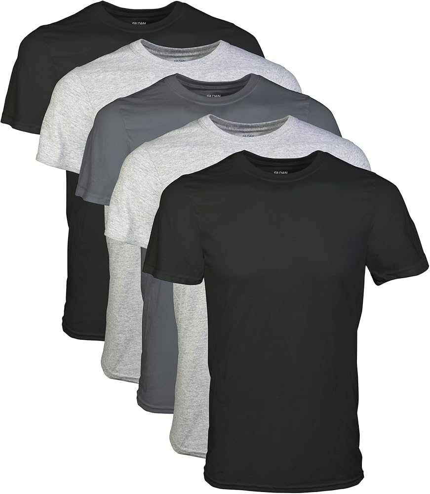Men's crew T-shirt 5-pack with black and gray crew-neck tees