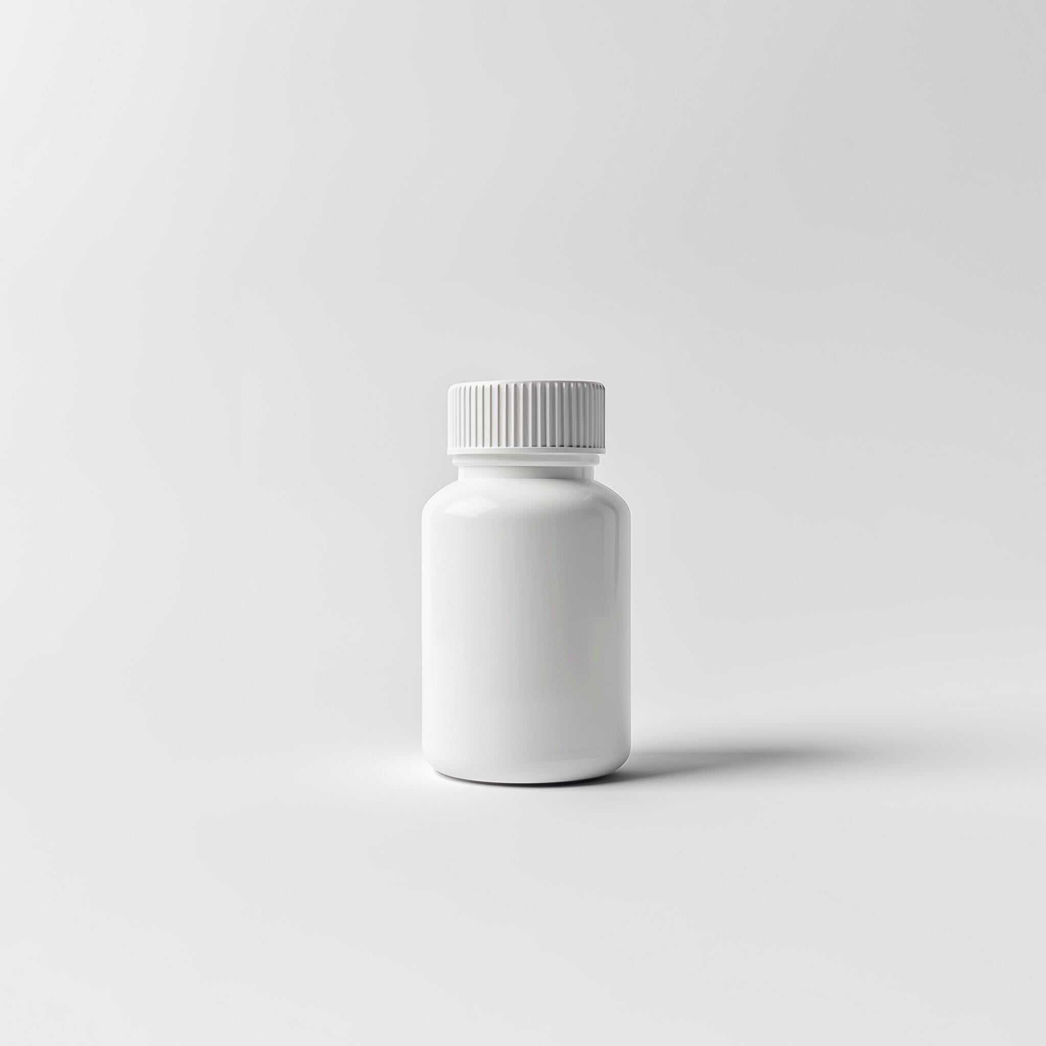 Example product bottle, white with ribbed screw cap