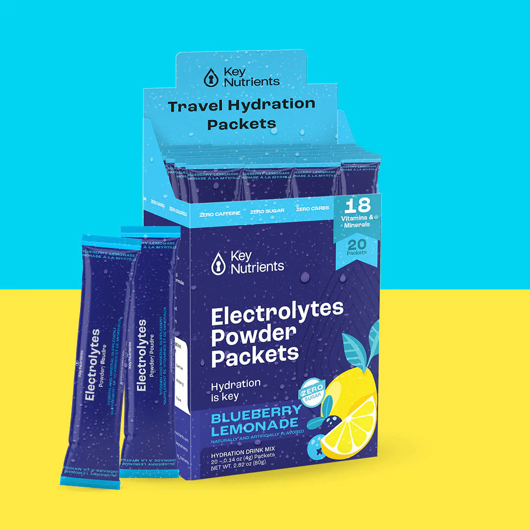 Electrolytes Powder Packets Blueberry Lemonade (zero sugar), with display box
