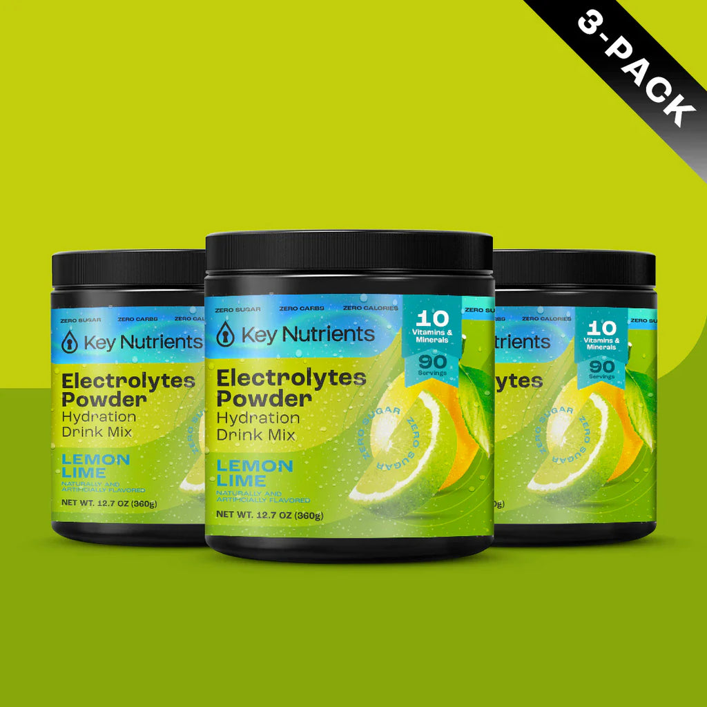 3-pack Electrolytes Powder drink mix, lemon lime flavor, sugar-free