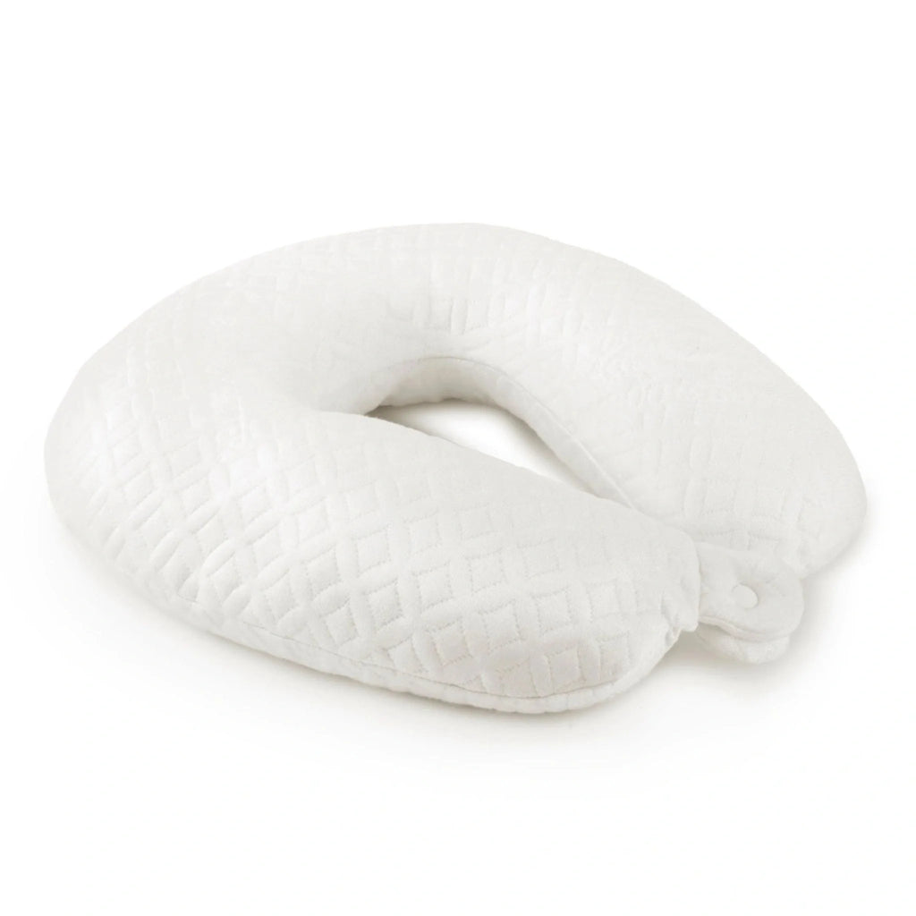Bamboo Cooling Neck Pillow, weiß, seitliche Ansicht mit U-förmiger Nackenmulde