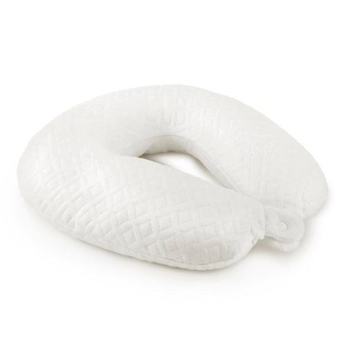 Bamboo Cooling Neck Pillow, weiß, seitliche Ansicht mit U-förmiger Nackenmulde