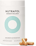 Nutrafol Women’s Balance hair growth nutraceutical bottle with 120 capsules and capsules