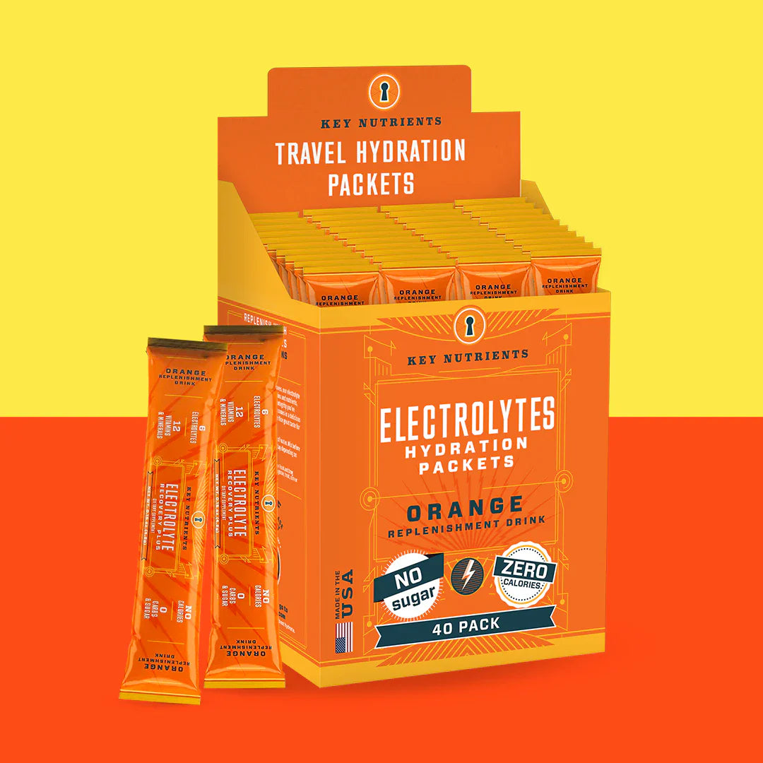 Electrolyte Recovery Plus packets, Orange flavor, sugar-free 40 pack box and sticks