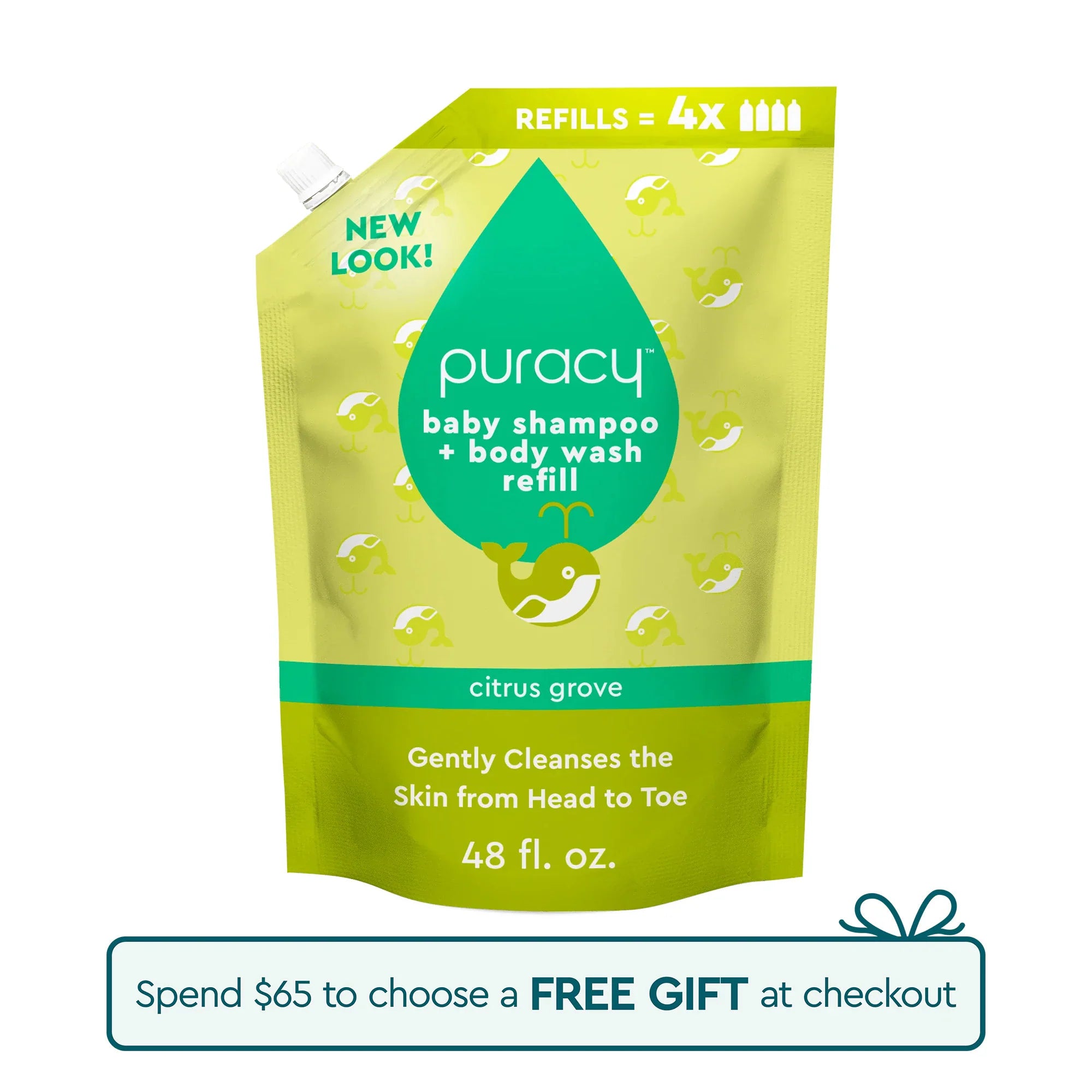 Citrus grove refill pouch for baby shampoo + body wash, 48 fl oz