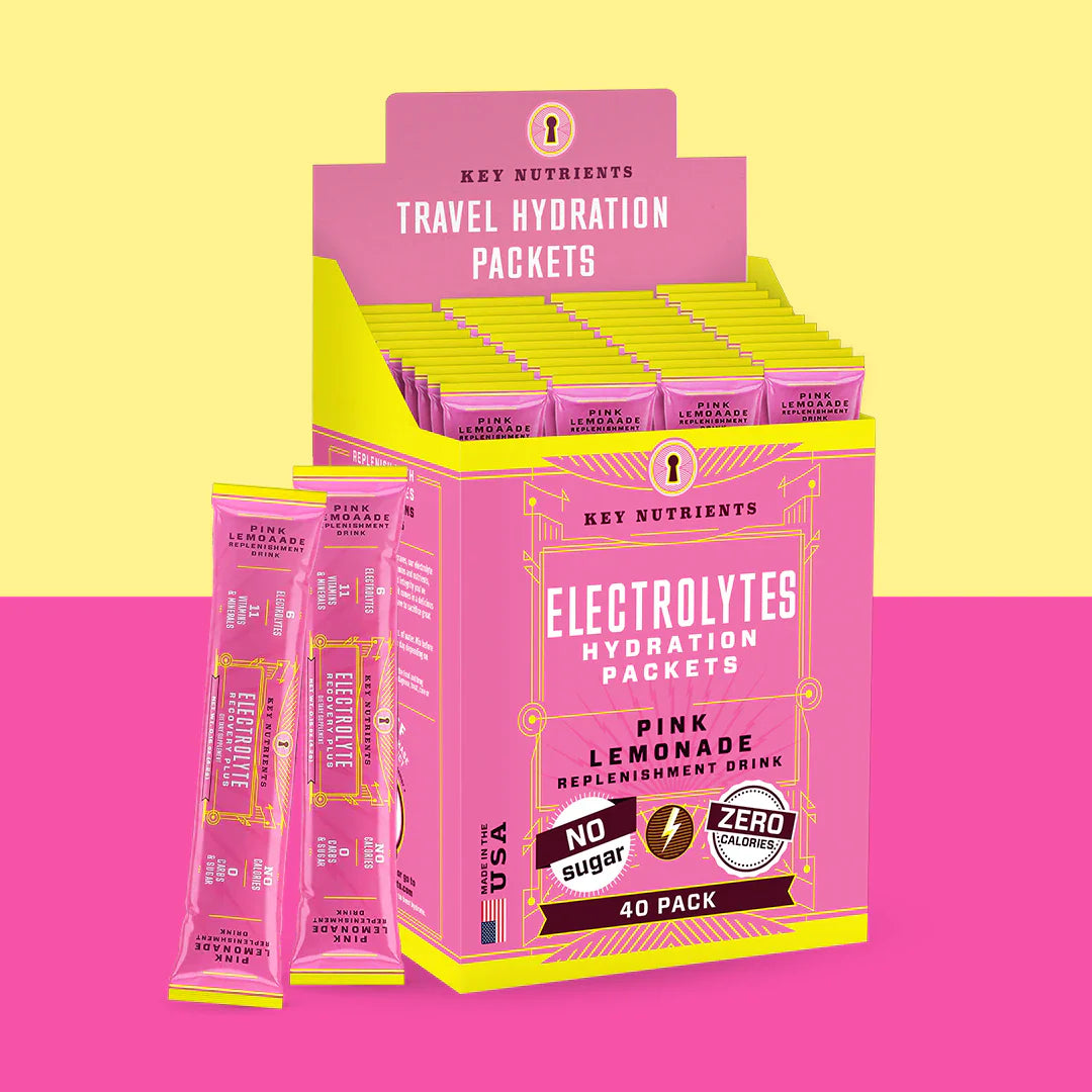 Travel hydration packets for electrolytes; Pink Lemonade flavor; 40 pack box