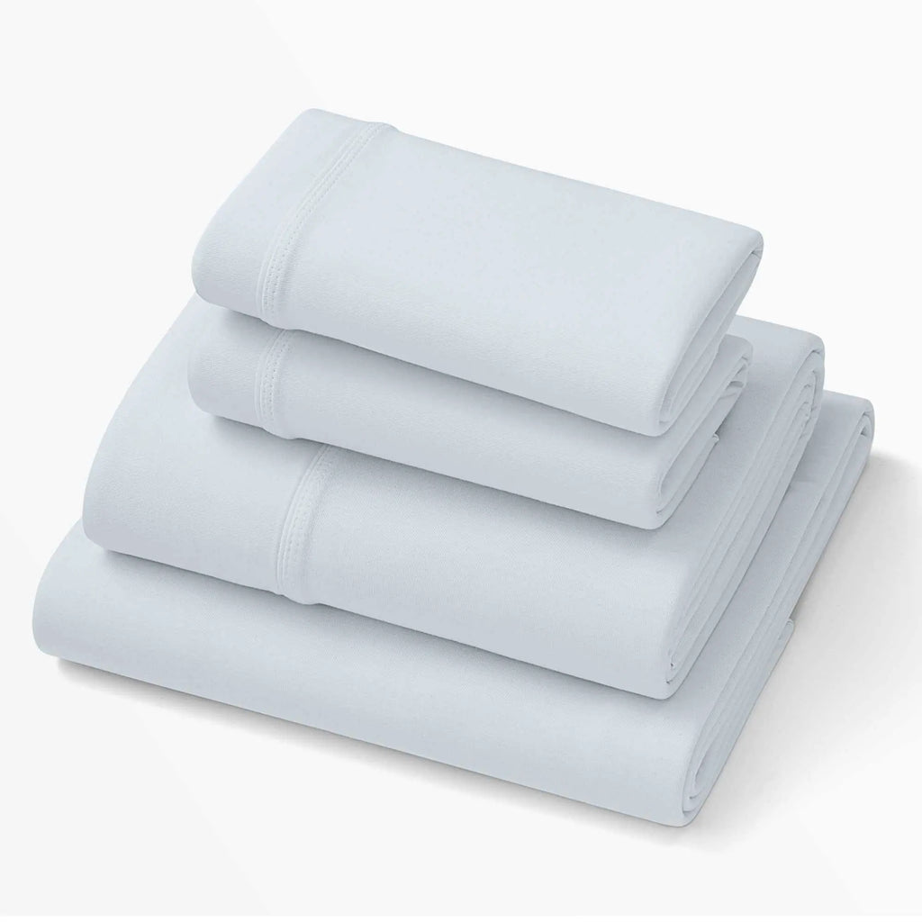 Stormy Grey sheets set with deep pocket fitted sheet and flat top sheet, folded