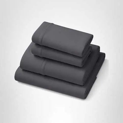 Stormy grey deep pocket softstretch sheets, folded stack