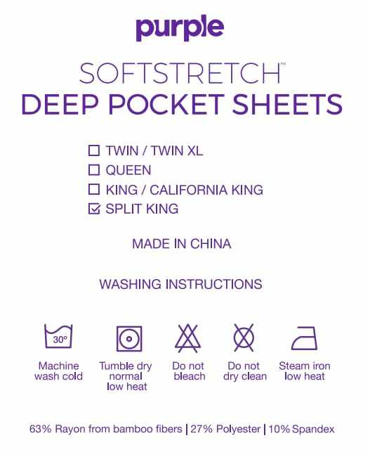 purple SOFTSTRETCH Deep Pocket Sheets: Größen Twin bis Split King