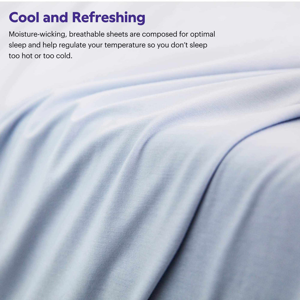 Cool, moisture-wicking fabric close-up in light grey SoftStretch sheets