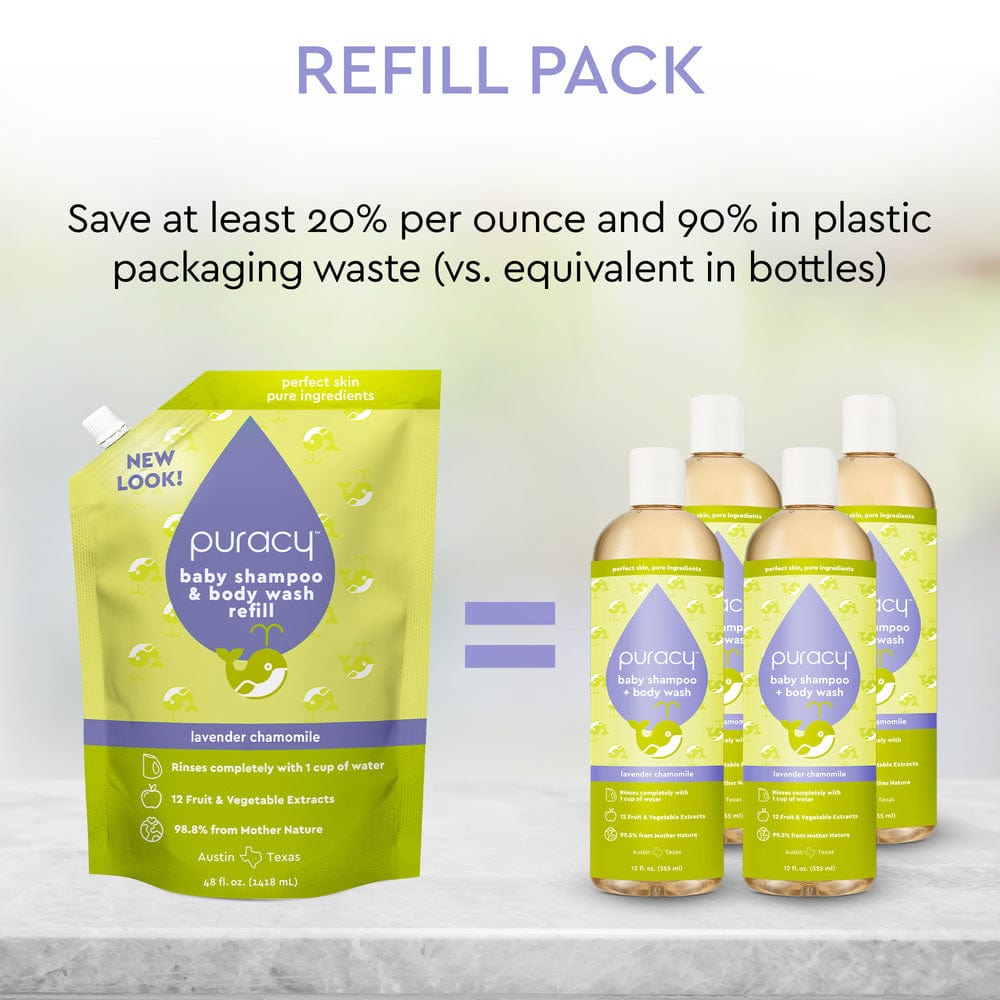 Refill pack with refill pouch and bottles for Baby Shampoo & Body Wash