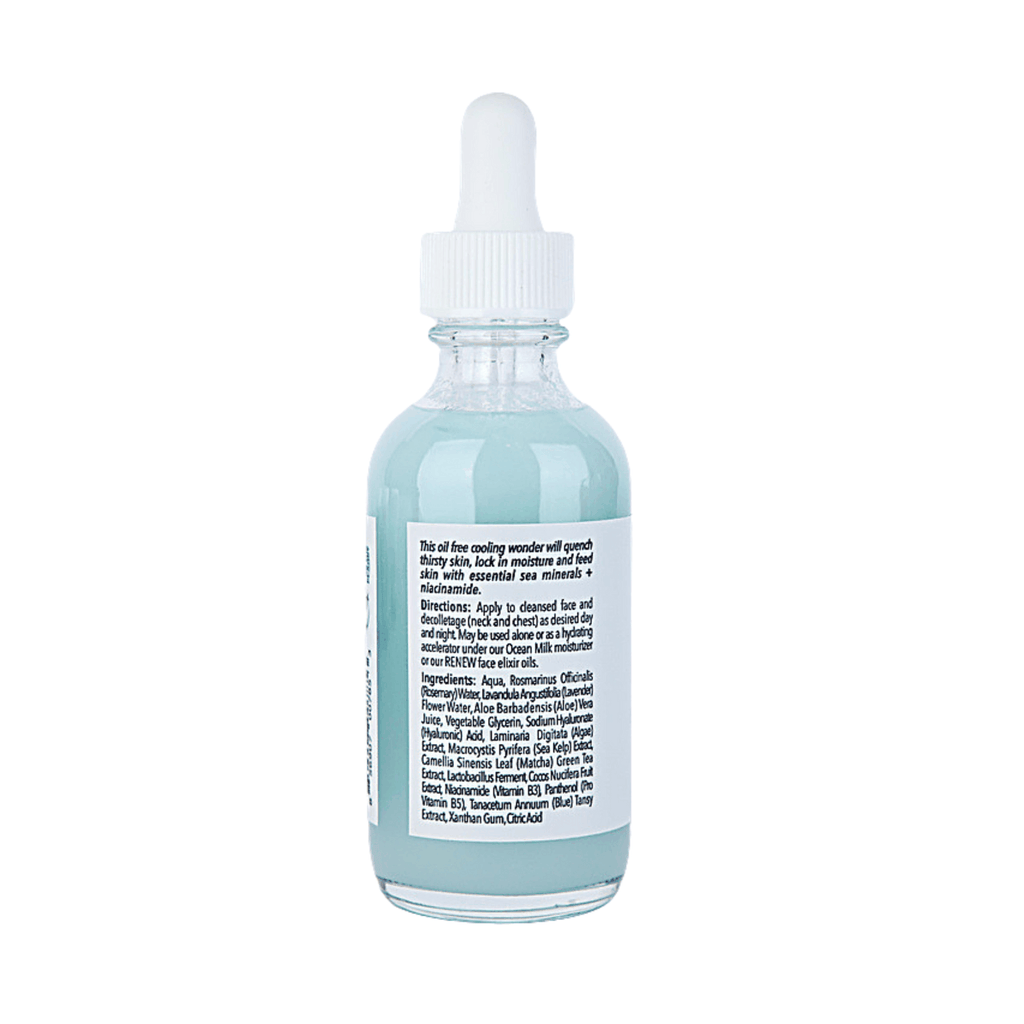 OCEAN GLOW DROPS gel hydrator serum bottle, back label view