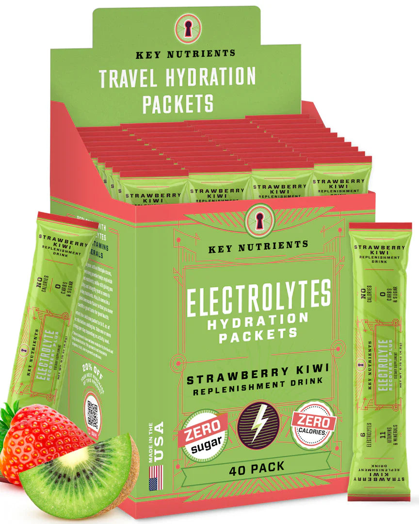 Electrolytes Hydration Packets Strawberry Kiwi, 40 pack, with strawberry and kiwi