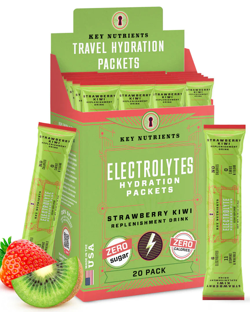 Electrolytes Hydration Packets Strawberry Kiwi, 20 pack, with strawberry and kiwi