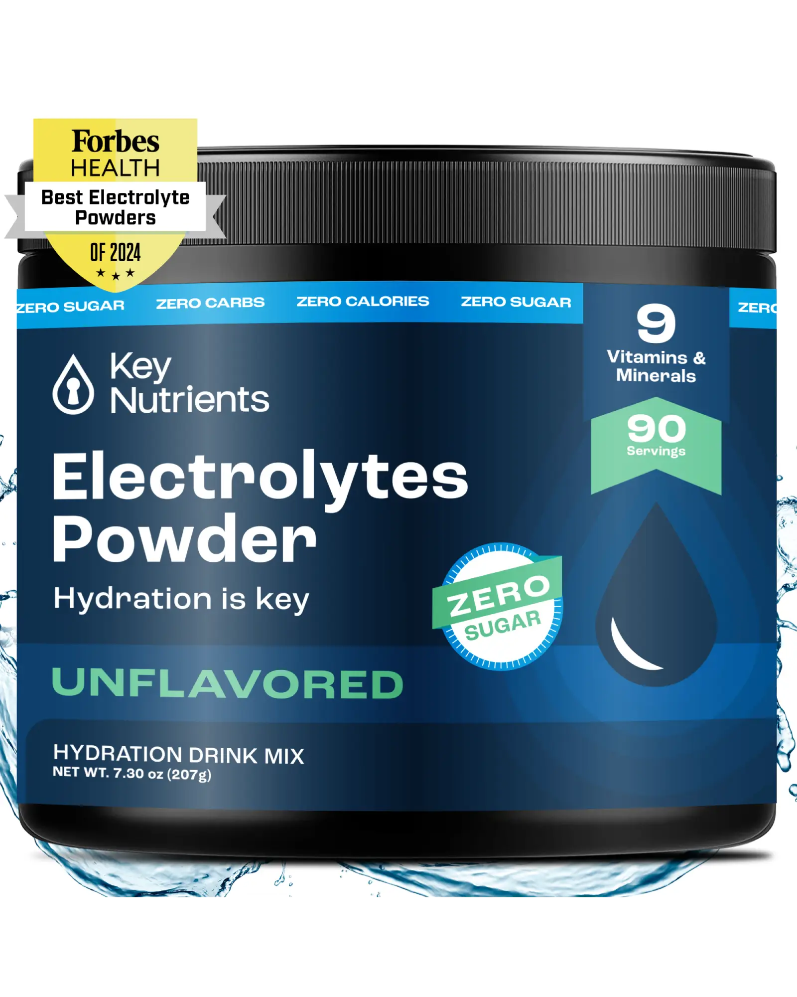 Electrolytes Powder jar, unflavored hydration drink mix, 90 servings, zero sugar