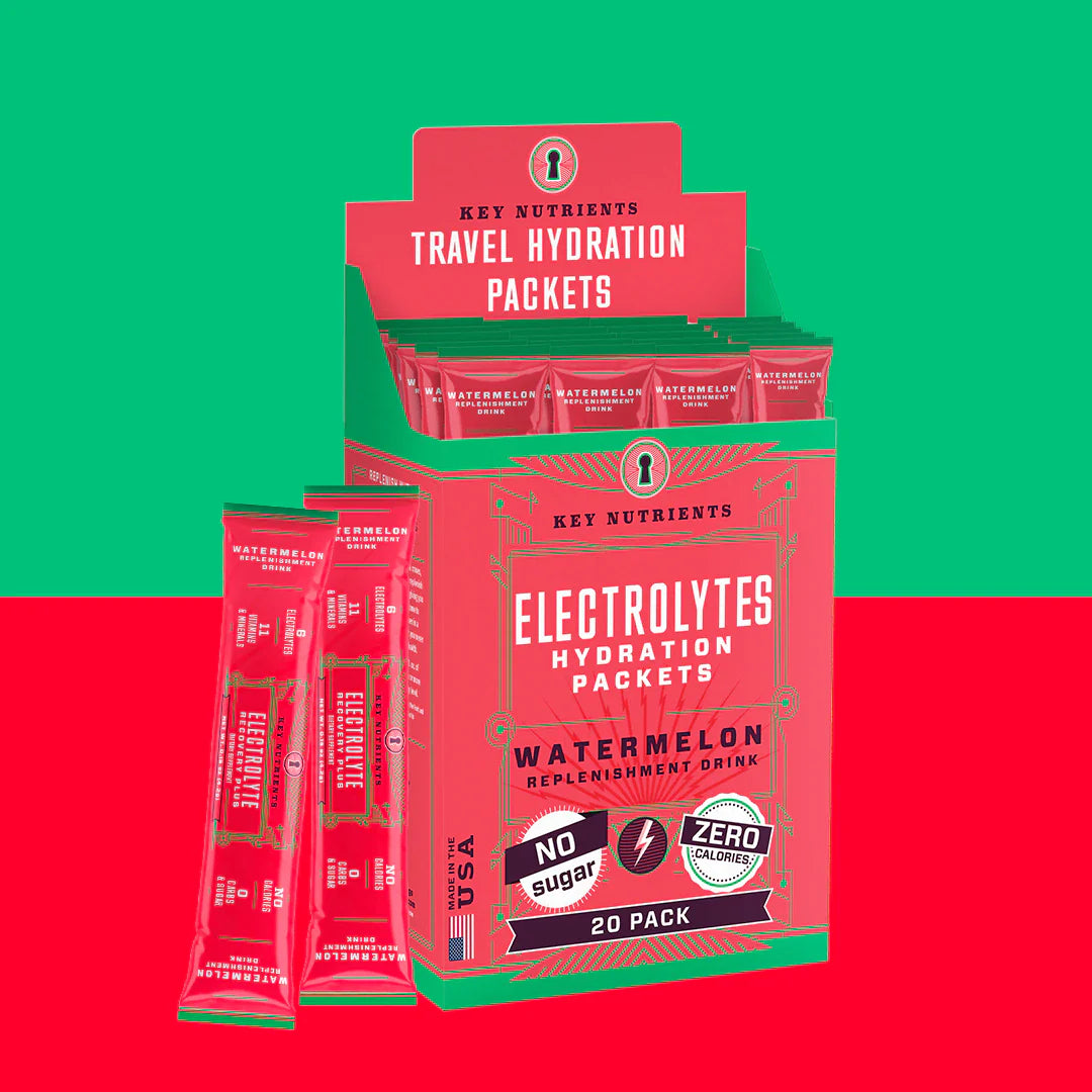Electrolytes Hydration Packets Watermelon, 20 pack, with stacked red package