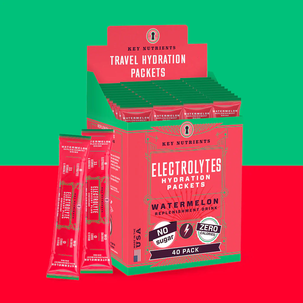 Electrolytes Hydration Packets Watermelon, 40 pack, with stacked red package