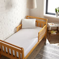 Cooling bamboo crib fitted sheet, white—smooth fitted mattress cover for crib bed