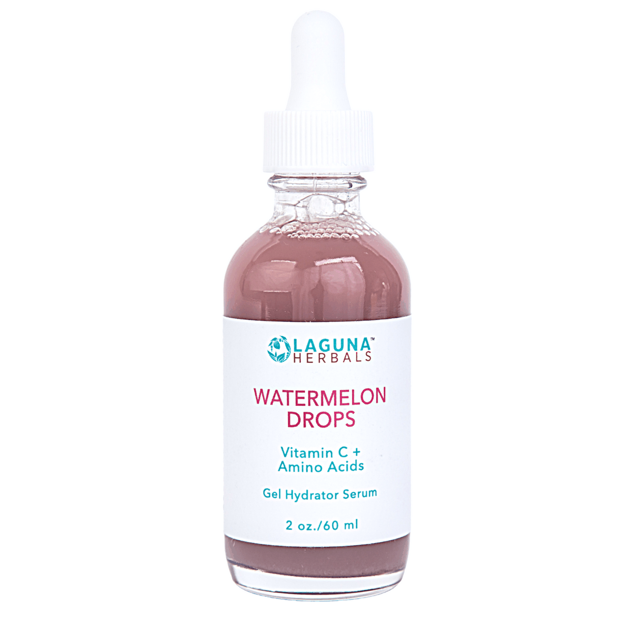 Watermelon Drops gel hydrator serum bottle with pink gel—Vitamin C + amino acids